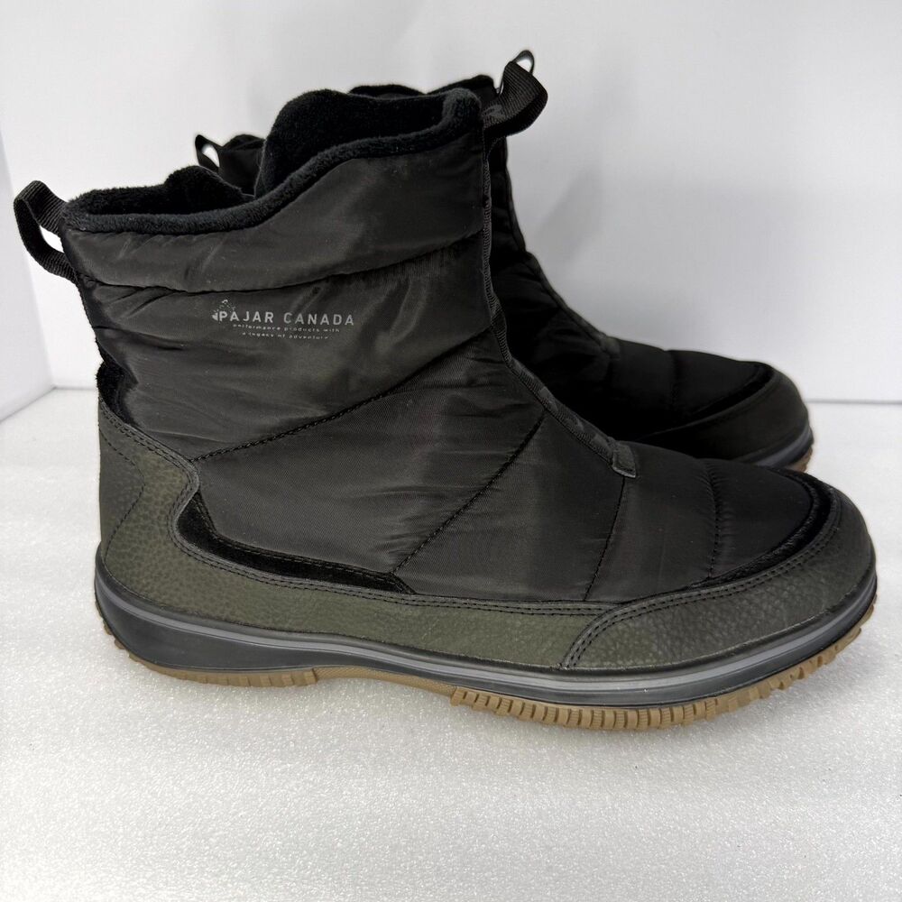 Pajar Canada Winter Snow Boots Mens 11.5 Black Waterproof Side Zip Puffer